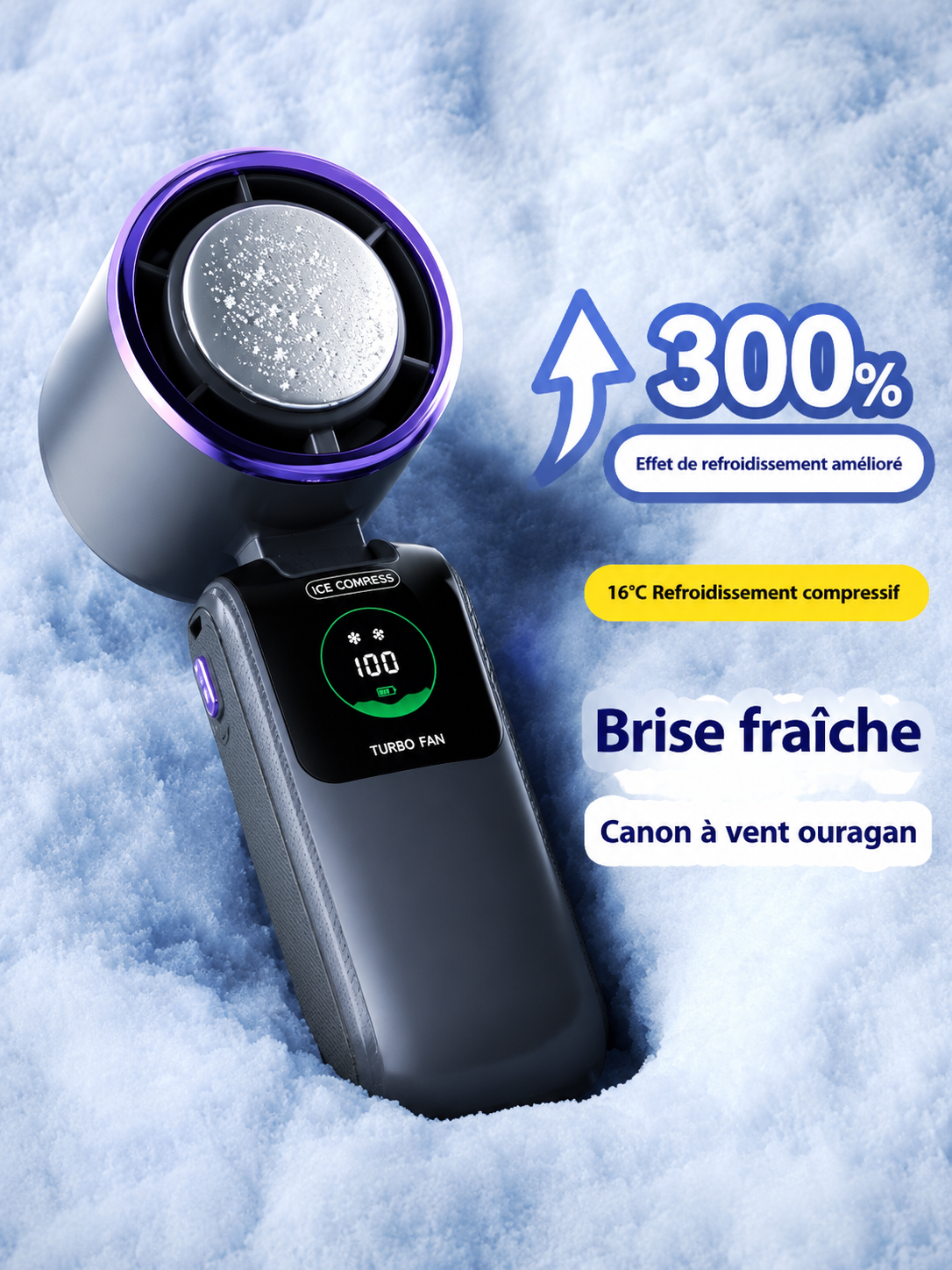 FrostiAir Pro™ – Mini Ventilateur Turbo avec Plaque Fraîcheur
