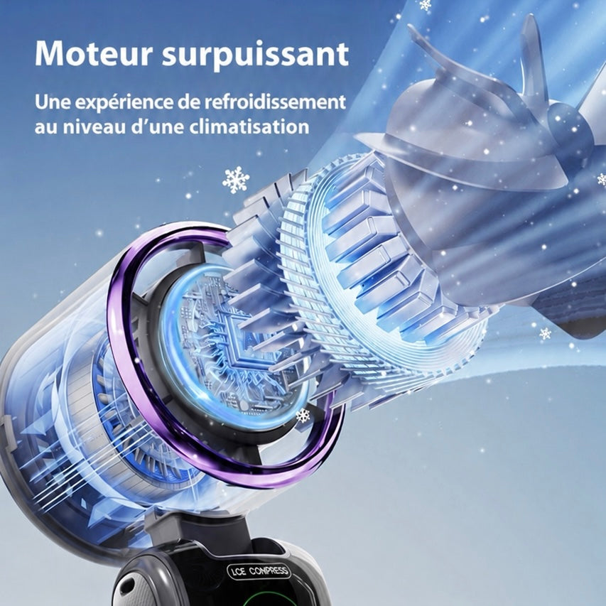 FrostiAir Pro™ – Mini Ventilateur Turbo avec Plaque Fraîcheur